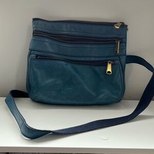 Blue leather crossbody